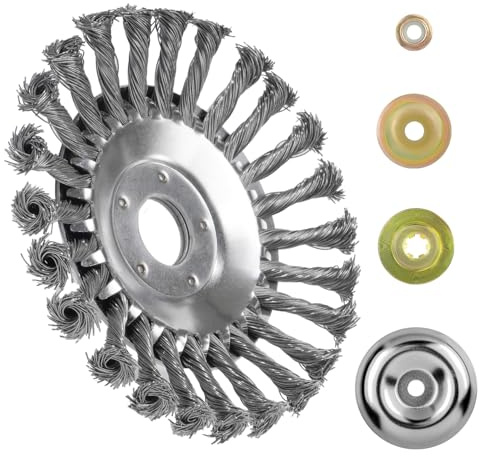 Brosse Metallique Debroussailleuse, 150mm Brosse Tête Débroussailleuse Universelle Fil Acier pour Coupe-bordure, Brosse de Désherbage pour Débroussailleuse Mauvaises Herbes, Taille du Trou 25 mm