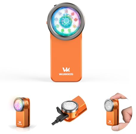 Wurkkos HD03 Uppladdningsbar ficklampa EDC Clip-on ljus, ljus 680 lumen | Fickficklampa, kombinerar strålkastare RGB-ljus, magnetisk, IPX6 vattentät för cykling, reparation