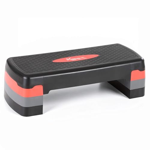 KM-Fit Fitness Stepper para aeróbic en casa | Step regulable en altura 3 niveles | Capacidad hasta 200 kg | Con alfombrilla antideslizante | Banco aeróbico acolchado