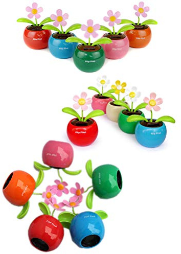Syrisora Flores Danzantes con Energía Solar, 4 Piezas de Plástico ABS de Color Aleatorio, Flor Danzante Solar Decorativa, con Movimiento de Oscilación Automático, para Decoración (como se Muestra)