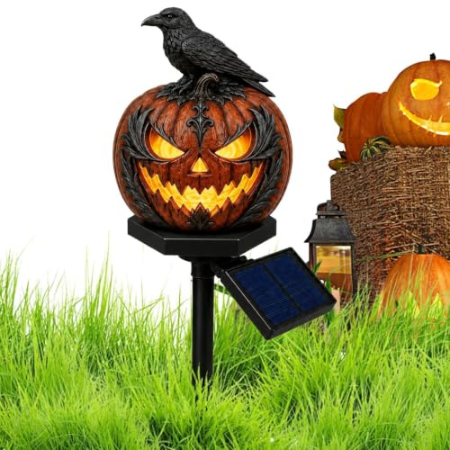 Solarlampor Utomhus Halloween Pumpa Design Vattentät Gårdsstake | Solarlampor trädgård För Halloween utomhus gräsmatta uteplats landskapsarkitektur bakgård balkong gångväg