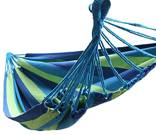 tevenger Outdoor Textil Hängematte Hängeliege Hängeschaukel 210x150 cm grün blau bunt gestreift 200 kg belastbar
