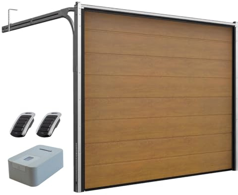 DoorHan Porta sezionale da garage con operatore e trasmettitore manuale | Per l'auto montaggio | Dimensioni selezionabili | 5 Colori (3500 x 2280, Golden Oak)