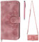 TOUCASA Funda con Cuerda para OPPO Find X5 Lite / Reno7 5G, Piel Carcasa con Colgante Libro Tapa Flip de PU Cuero Magnético Protección con Colgante Correa de Cuello Cadena Cordón (Rosa)