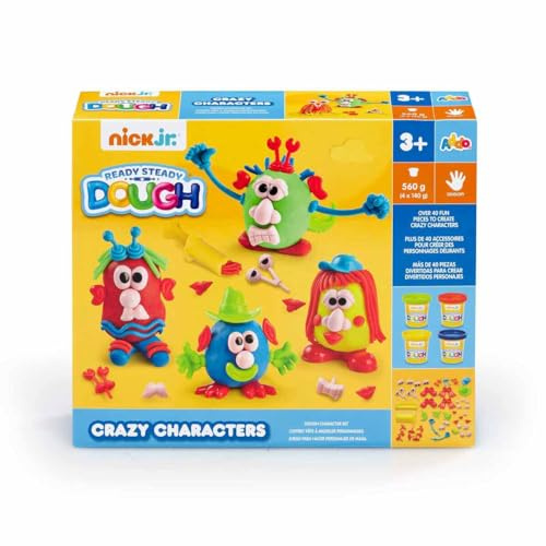 Addo Ready Steady Dough Nick Jr - Crazy Characters Playset, Play Dough, Clay Toys, Moulding Arts & Craft, School Supply, Toys for Kids