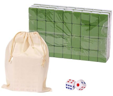 Amagogo Tischspiel Chinesisches Mahjong Spielset Familie Freizeit Würfel mit Aufbewahrungstasche für Reisen Party Reisen Mahjong Set Jungen und Mädchen, 30 mm Grün