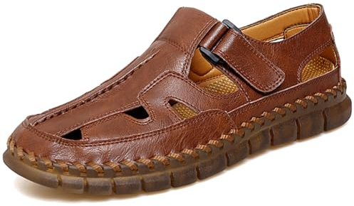 Sandales de sport Erbon pour hommes pratiquant des activités sportives, Marron, Cuir, Sans talon, À enfiler, Sangle unique, Sandal de sport