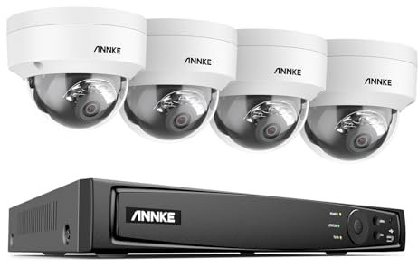 ANNKE Set di telecamere di sorveglianza 4K per esterni, 4 telecamere IP PoE da 8 MP, con riconoscimento delle persone e riconoscimento del veicolo, 8CH PoE NVR per videosorveglianza 24/7, visione