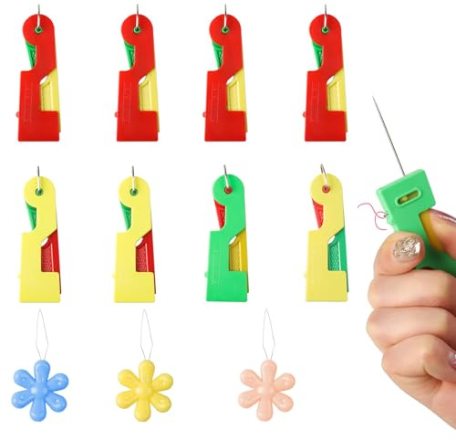 Loghohu 11 Pcs Needle Threaders,Needle Threaders for Hand Sewing Plastic Quick Automatic Needle Threader for Sewing Embroidery Cross Stitch Craft Stitching Knitting Quilting