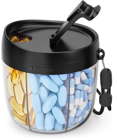 AMOOS Cute Pill Dispenser with Anti-Mix Design, 7-Slot, BPA-Free, Patented