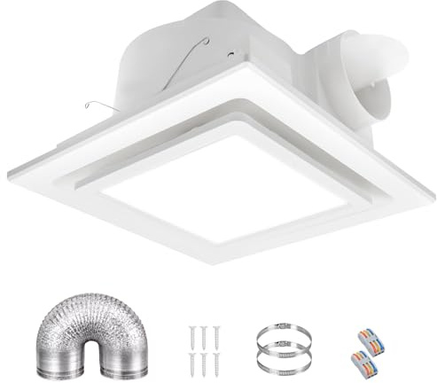 Lwoxvzjk Bathroom Exhaust Fan with Led Light, 13.4in Panel, 160 CFM,Powerful Ventilation Fans,Bath Ceiling Fixtures,4in Duct Fan Suitable For Kitchen,Shower,Household.