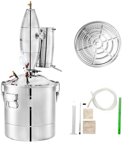 HIJYMNZPQ Destilador De Alcohol Agua 50L, Kit Casero Caldera Fermentación Vino Acero Inoxidable 304 con Termómetro ElaboracióN De Cerveza AutéNtica