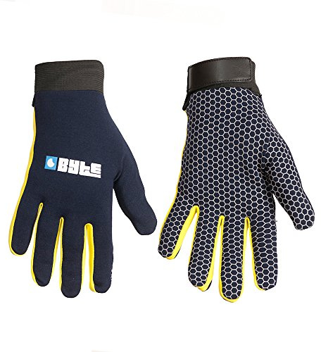 BYTE SKINFIT HOCKEY GLOVES NAVY YELLOW (EXTRA SMALL)