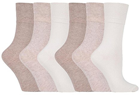 IOMI Footnurse - Ladies 6 pack loose non elastic diabetic socks with hand linked toe seams