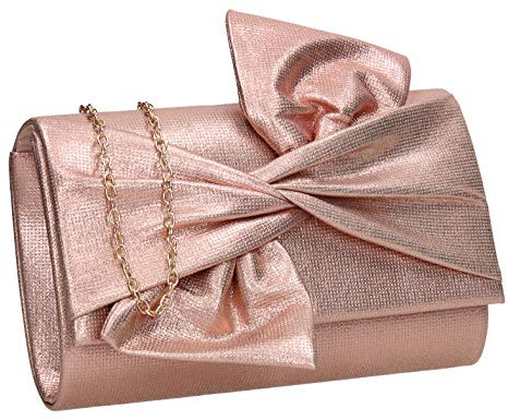 SwankySwans June Bow Style Clutch Bag Champagne