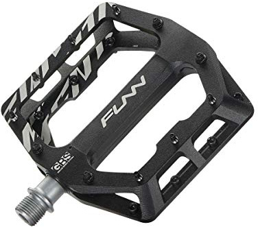 Funn Pedali Flat Funndamental - Pedali per bicicletta con piattaforma ampia per BMX/MTB, Grip regolabile per una stabilità eccezionale, Asse CrMo da 9/16 pollici (Nero)