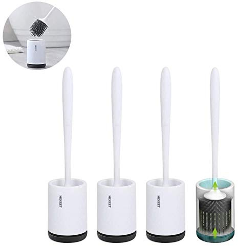 MEKEET Silicone Toilet Brush and Holder,Bathroom Toilet Brush Holder Set,Silicone Toilet Cleaning Brush Kit with Soft Bristle Brush (3pack-Flooring)
