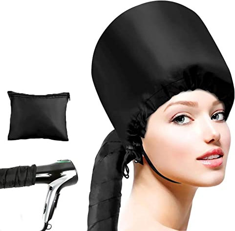 SZHS Gorro de secador de pelo estilo casco, gorro de secador de pelo universal con tapa elástica ajustable, adecuado para peinados para mujeres y niñas (negro)