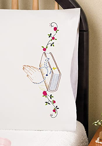 in Prayer Stamped for Embroidery Pillowcases - Set of 2