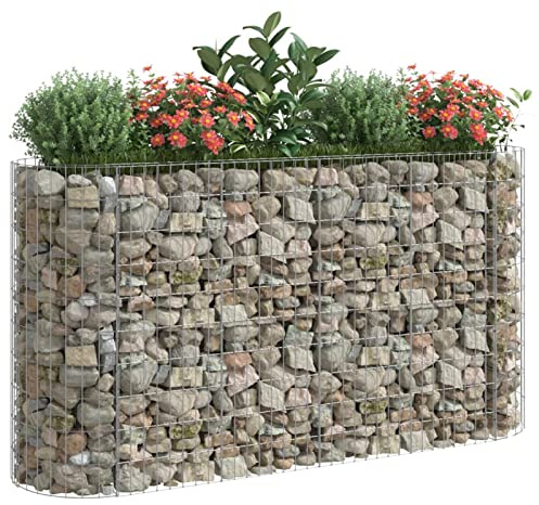 Keketa Gabion avec lit surélevé en acier galvanisé gabion lit surélevé clôture jardin planteur gabion en acier métal planteur grand 190 x 50 x 100 cm