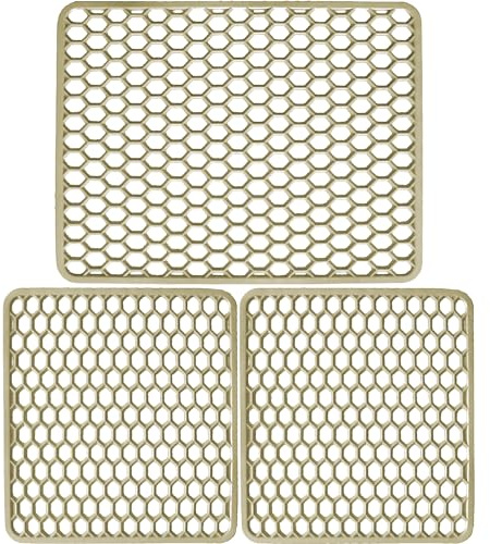 Casalinghi Sicignano Ensemble de tapis d'évier polyvalent résistant 40 x 30 cm Ivoire en caoutchouc