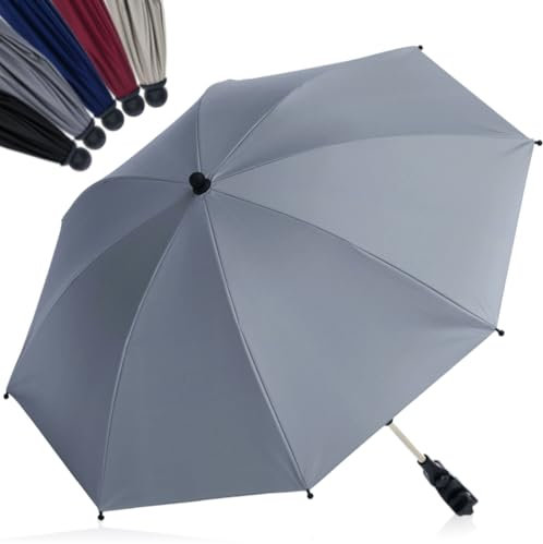 Fillikid Sonnenschirm Style im XL Format Ø72cm mit UV-Schutz 50+ Schirm universal für Kinderwagen und Buggys (HELLGRAU)