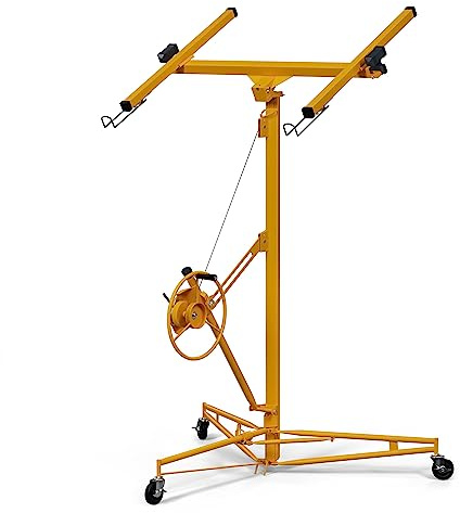 Drywall Lift 11 Ft,Drywall Rolling Lifter Panel,150LBS Heavy Duty Sheetrock Lift Drywall Lift,Drywall Lift Panel Hoist Jack With 360° Adjustable Telescopic Arm & 3 Lockable Wheels