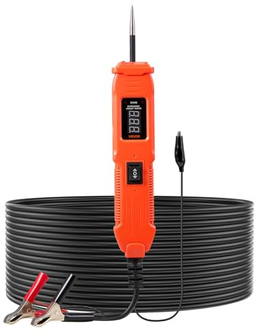 VEVOR Testeur de Circuit Automobile 6-36 V DC, Testeur de Continuité avec Écran LED et Éclairage, Sonde de Test avec Câble 4 m, pour Tests de Tension, de Polarité et d'Activation des Composants