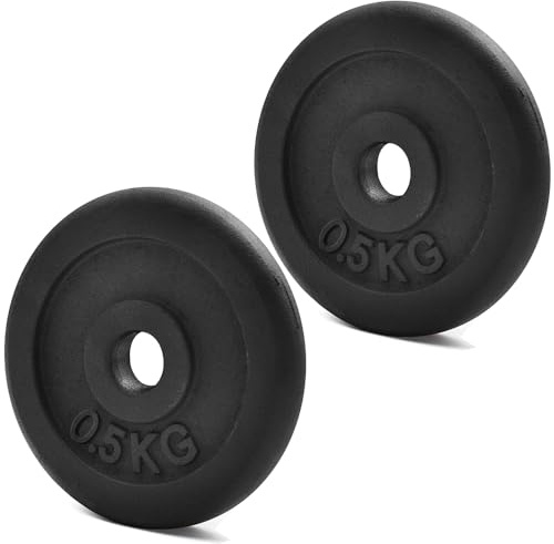 KK Juego de discos de peso de hierro fundido para barra de pesas de 1 pulgada, par de discos de peso de hierro fundido, 2 discos de peso de 2,5 kg, 5 kg o 10 kg, placas de mancuernas para el hogar (2