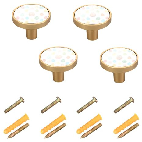 Maunzc Pastel Colored Easter Egg Cabinet Knobs 4-Pack Round Drawer Pulls 1-1/4 Inch Hardware Kitchen Knobs for Cabinets, Dressers, and Furniture