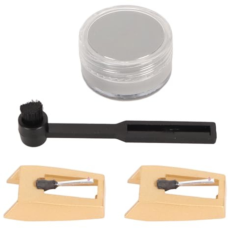ZenithAur ersättningsnål för skivspelare med guldpläterad spets och 5,0 g spårningskraft, 2-pack skivspelare med rengöringsmedel för Crosley / / ION-spelare