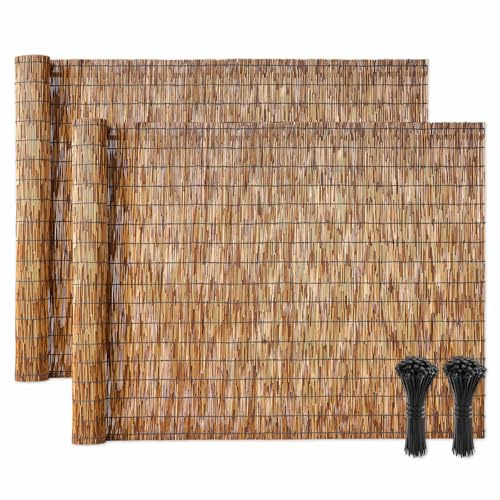 VEVOR Natural Reed Fencing, 4 ft x 16.4 ft, 2 Pack Decorative Natural Reed Fencing Roll, Decorative Fence for Divider, Privacy Screen Panel Curtain for Balcony Patio Garden Backyard Outdoor, Brown
