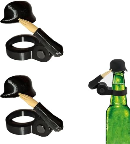 Soldier Salutes Beer Bottle Caps Helmets Efficient Decorative Designs Reusable Novelty Pose Beers Caps for Party Veterans Enthusiasts (A 2Pcs)