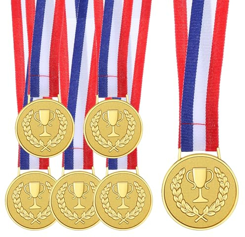 LLOUSSAK Confezione da 6 medaglie d'oro, medaglie in metallo per studenti, premi in classe per insegnanti, competizioni scolastiche, eventi sportivi, giochi per feste in famiglia