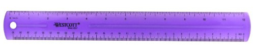 Westcott 16024 Jeweltone Plastic Ruler, 12-Inch, Purple