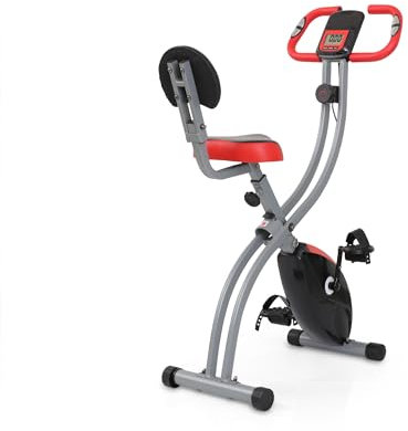 Ultrasport F-Bike Curved Heimtrainer Fahrrad Klappbar I Hometrainer Fahrrad Klappbar mit Komfort-Sattel I Ergometer Heimtrainer, Fitnessbikes, Trimmrad Heimtrainer Klappbar, Schwarz-Rot