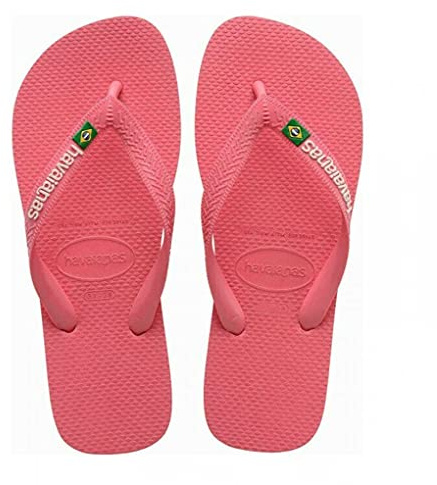 Havaianas - Brasil Logo, Chanclas Icónicas, Cómodas y Duraderas, Tiras con Bandera de Brasil y Suela Antideslizante con Franjas de Colores, Adultos Unisex, Pink Porcelain, 3.5/4