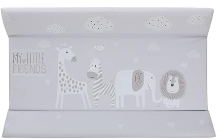 PLASTIMYR Cambiador de Bebe 80x50 cm con Bordes Acolchados - Colchón Cambiador Bebe Rígido Impermeable Fácil de Limpiar - Cambiadores para Comoda de la Habitacion del Bebé (Rígido, Safari Gris)