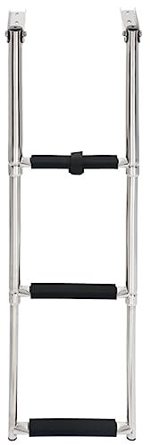 vidaXL Einstiegsleiter 3 Stufen Badeleiter Teleskopleiter Bootsleiter Heckleiter Leiter Edelstahlleiter für Boot Poolleiter Edelstahl