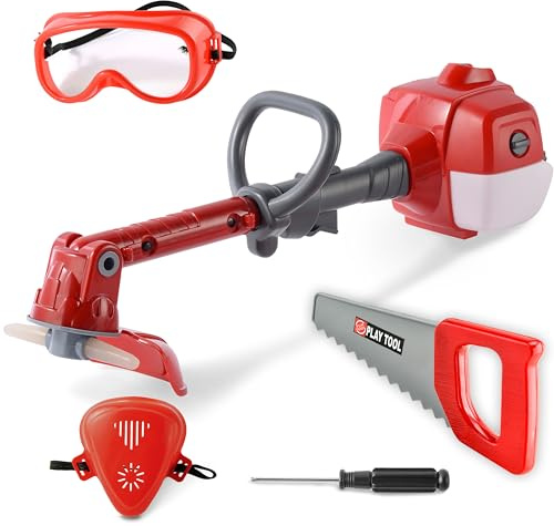 Toy Choi's Kids Weed Wacker Toy, Power Tool Weed Trimmer with Lights & Sounds, Pretend Play Garden Kit with Goggles & Mask, Toddler Outdoor Christmas Birthday Gifts for Boys Girls Age 3-7