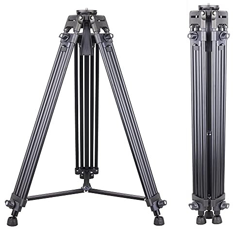 INNOREL VT80 Professionelles Video Stativ System, 150cm/59Zoll Hochleistungs Aluminium Doppelrohrstativ für Videorekorder, Max Belastung 12kg, mit Mittelspreizer Stativtasche(nur VT80 Stativ)