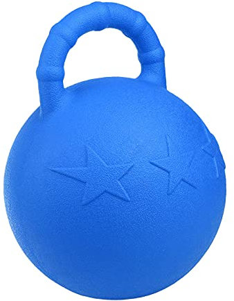 Perfeclan Heavy Duty Kauball, Pferdepferd Gummi Hüpfendes Fußballspiel Spielzeug Stabiles Feldspielzeug mit Griff, Viehpflegebedarf, Königsblau