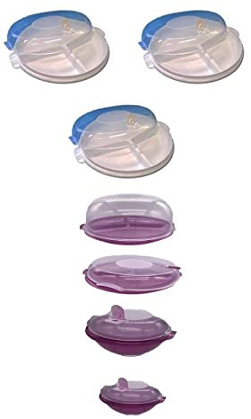 Mikrowellenteller mit Deckel 3er Set Aufbewahrung Vorrats Dose Geschirr ideal zum Aufbewahren/Erhitzen von Speisen mit 3 Unterteilungen BPA frei Deckel mit Belüftung Plus Set