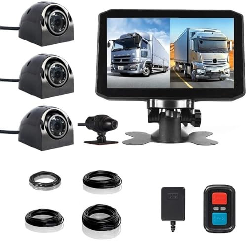 VSYSTO 7.0'' Truck Camera System 4CH Reversing Camera Kit Van Dash Cam for Semi Trailer Tractor RV, HD 1080P Front & Sides & Rear Backup Cam with GPS, Infrared Night Vision,Parking Monitoring (V7)