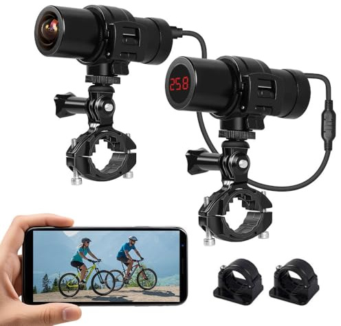 VSYSTO Fahrradkamera Motorrad Kamera Helmkamera 170° Fisheye-Objektiv HD 2K WiFi Action-Kamera wasserdichte Sport-Action-Kamera Videorecorder mit Zubehör Nachtsicht für Fahrrad Motorrad