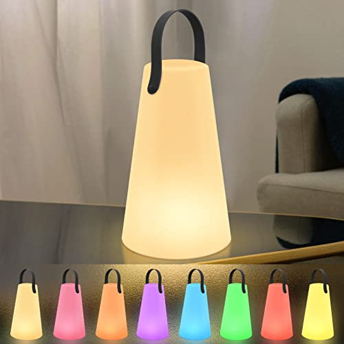 LED Outdoor Lampe mit Fernbedienung Tragbare Tischlampe für Außen mit 8 Farben USB Wiederaufladbare Wasserdichtes Akku Lampe für Garten Aussen Schlafzimmer Bar Camping (Konisch)