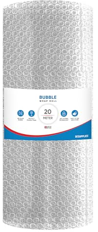 UK SUPPLIES LIMITED Clear Eco-Friendly Bubble Wrap Roll (Pick Any Size 300MM to 1000MM) Lightweight Packing Wrap for Shipping, Moving House & Storage, Protective Air Bubble Packaging, 500MM x 20M
