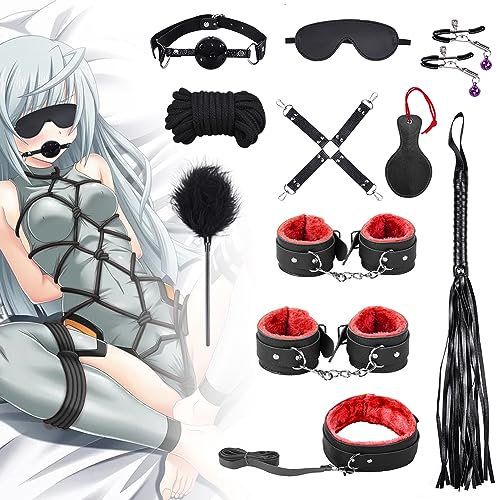 MEDYLL Bondage Set 11 Pezzi Set BDSM Manette Sexy Polsini Bocca Polsini Maschera Occhi Kit Bondage Kit Sadomaso per Coppia Bondagerie Donna Kit per Uomini Donne