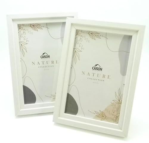 Marcos de Fotos de Madera y Cristal Para Fotos de 10x15 cm Con Pie y Enganche de Pared. Marco de Fotos Para Decoración en Muebles o Colgar de la Pared. Paquete de 2 portafotos (10x15, Blanco)
