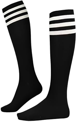 KOMUNJ Knästrumpor, knästrumpor, långa strumpor, randiga strumpor, mardi gräs, halloweenkostym, flicka cosplay kostym, svarta med vita ränder, Svart, vit, 34-39 EU